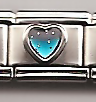 teal sparkly heart - enamel charm